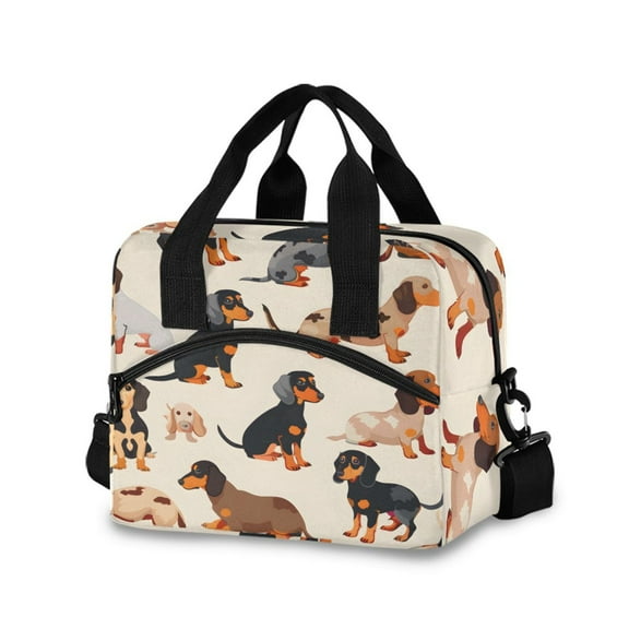 joogoo Cute Dachshund Dog Insulated Lunch Bags Reusable Cooler Box with Shoulder Strap