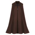 thumbnail image 4 of LEKWK Men Medieval Hooded Cloak Front Tie Gothic Wizard Witch Robe Loose Cape Themed Activity Halloween Renaissance Costume, 4 of 9