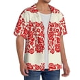 thumbnail image 2 of Kdxio Men'S Hawaiian Shirt For Men Short Sleeve Shirt Flowers Red Beige Summer Casual Holiday Beach Button Down T-Shirts, 2 of 5