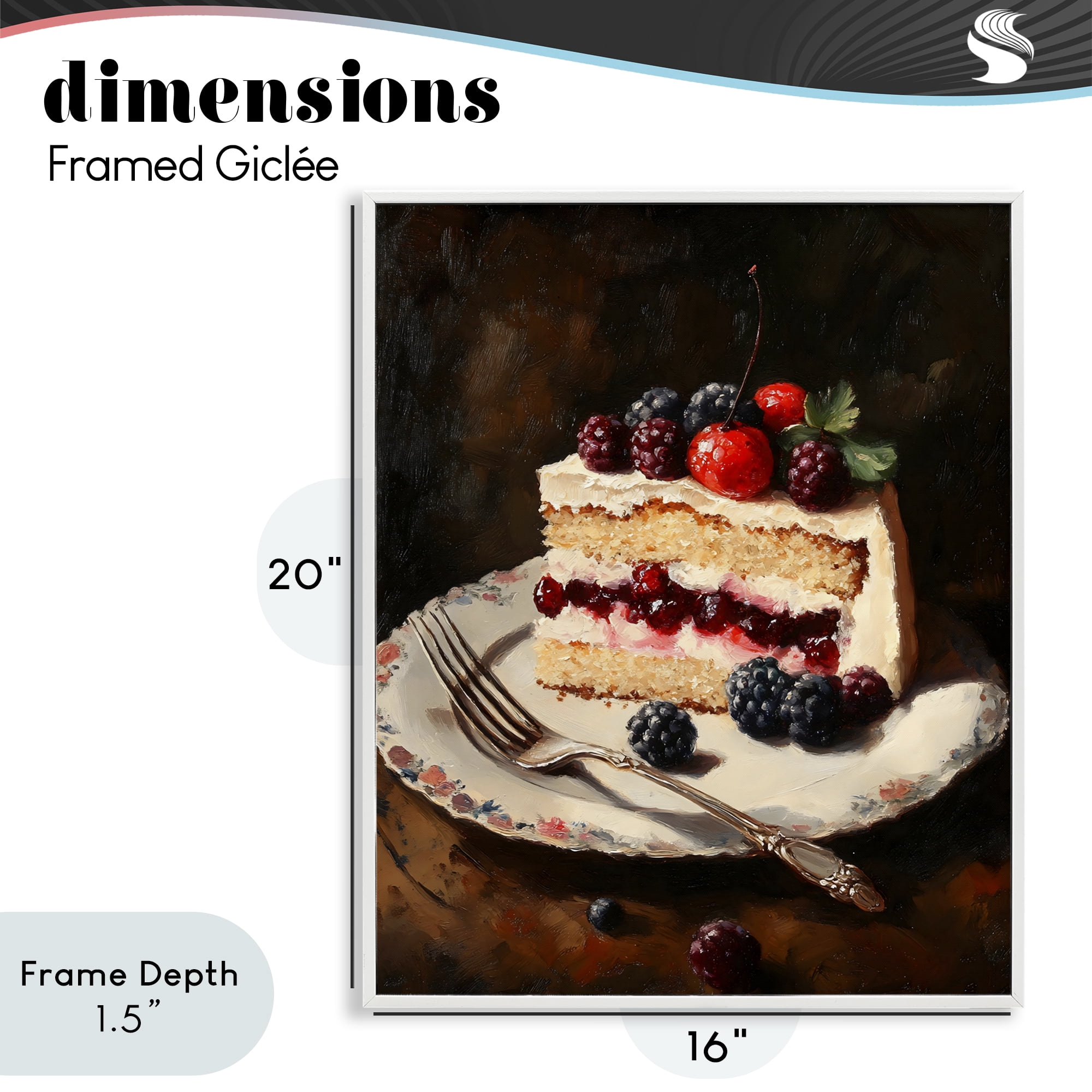 Stupell Industries Berry Topped Cake Slice White Framed Giclee Art, design by Franklyn Gregory