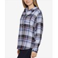thumbnail image 2 of Just Polly Juniors' Plaid Button-Down Shirt Top Relaxed Fit Long Sleeve Size XL, 2 of 4
