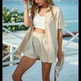 thumbnail image 4 of Conjuntos de Dos Piezas de Pantalones Cortos de Verano para Mujer, Top, Pantalones Cortos, Ropa de Descanso, Playa, Vacaciones, Chándales, Caqui, L, 4 of 7