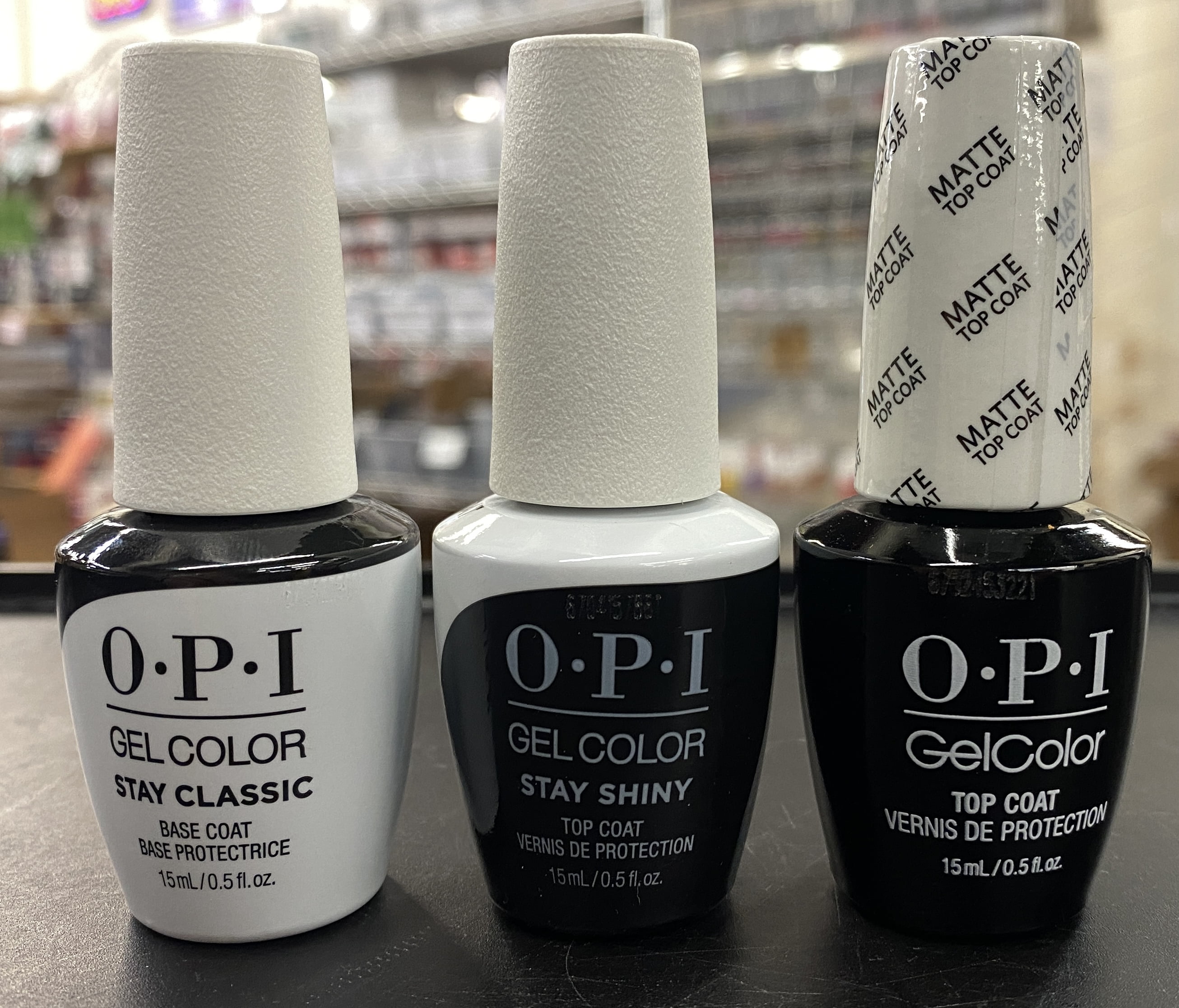 OPI Gel Color Base Coat + Top Coat + Matte Top Coat Set 0.5 Fl oz