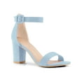 thumbnail image 1 of BLISSFUL STEP Woman's Sandals Block Heels Ankle Strap Open Toe Sandals Sky Blue 9, 1 of 6