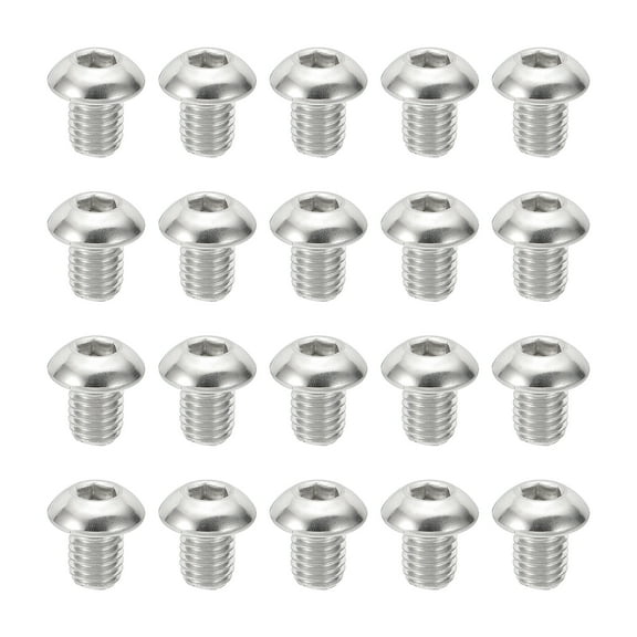 Uxcell M8-1.25x10mm Button Head Socket Cap Screws, 20 Pcs 304 Stainless Steel Hex Socket Cap Screw