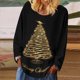 thumbnail image 2 of Camisas casuales de manga larga para mujer, suéter, túnica suelta, blusa con cuello redondo y estampado de árbol de Navidad Fridja fhghd1740, 2 of 4