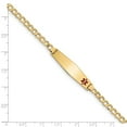 thumbnail image 3 of Real 14kt Yellow Gold Semi-Solid Medical Soft Diamond Shape Red Enamel Cuban ID Chain Bracelet; for Adults and Teens; for Women and Men, 3 of 3