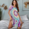 thumbnail image 5 of Yuyamidu Tie Dye Sleep Shirts for Women Button Down Short Sleeve Nightshirt Crew Neck Nightgowns Ladies Nightdress, 5 of 7