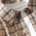thumbnail image 6 of Zylanna Men's Turndown Collar Shirts, Summer Short Sleeve Plaid Button Down Casual Cardigan Trouses for Men Khaki Size L, 6 of 7