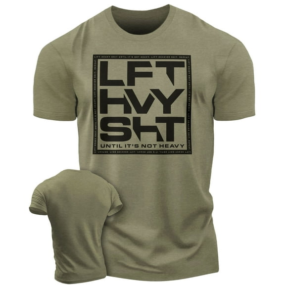 Gymish Lift Heavy SHT Workout T-Shirt for Men – Funny Gym Shirt, Mens Fitness Tee, Motivational Workout Clothes, Gym Wear for Lifters