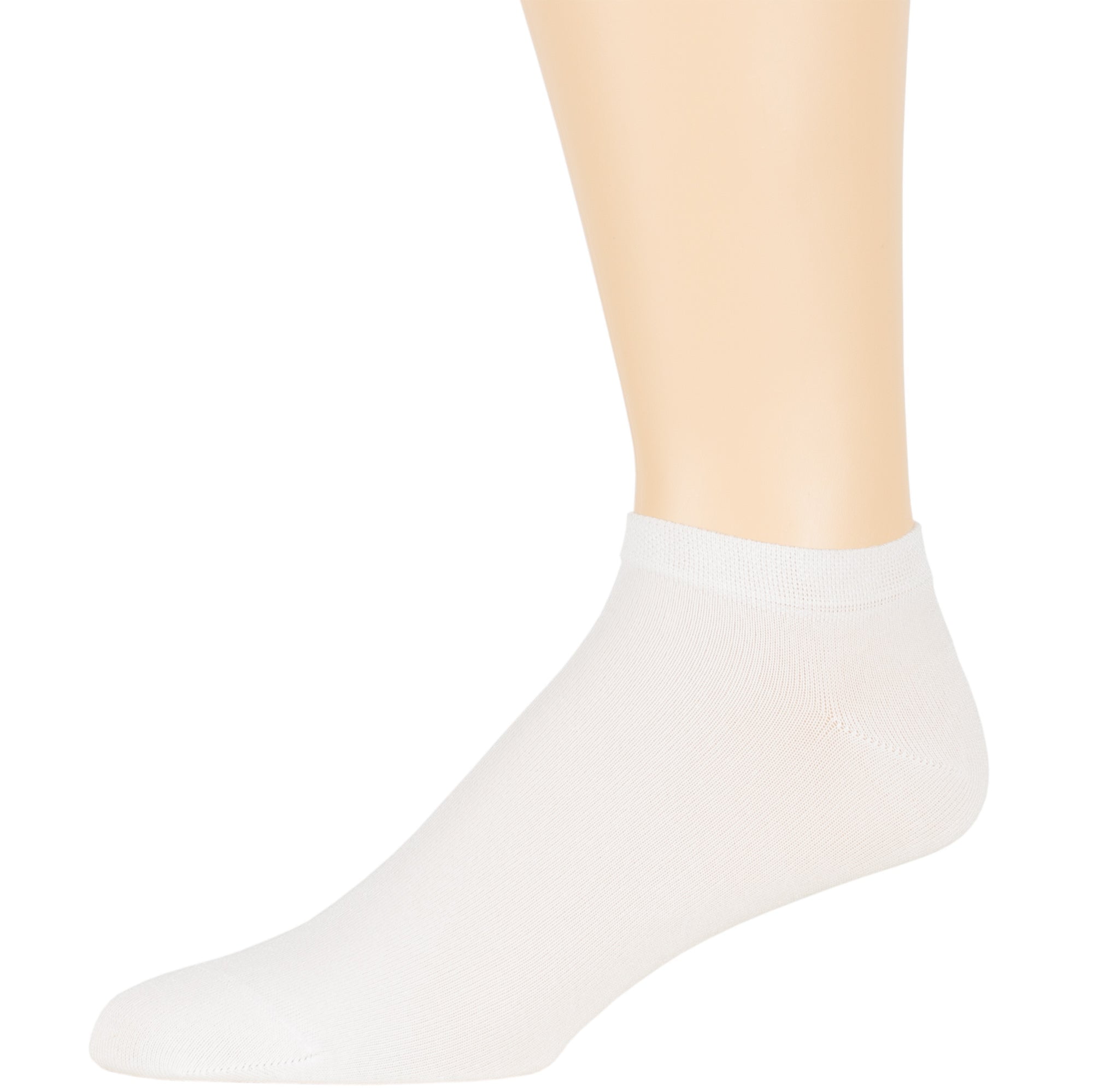 7BIGSTARS KINGDOM Men Bamboo Ankle Sock - 6 Pack - Thin Seamless Breathable Soft Solid Low Cut - Sock Size 10-13 Shoe 9-12 L White