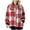 Red, variant on Winter clothing for women Plus Size Plaid And Striped Mid Length Long Sleeve Pocket Zip Coat For Comfortable Everyday Wear