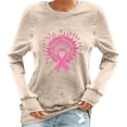 thumbnail image 2 of Craaazy Womens T Shirts Breast Cancer Shirt Casual Loose Crewneck Long Sleeve Pullover Pink Ribbon Awareness Comfy Tops Gifts, 2 of 4