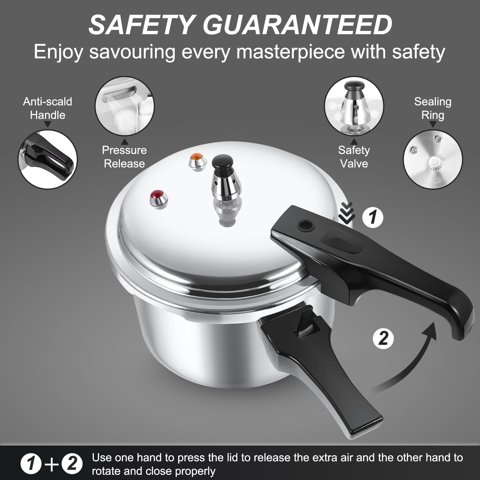 Tebru 3 L Aluminum Stovetop Pressure Cooker