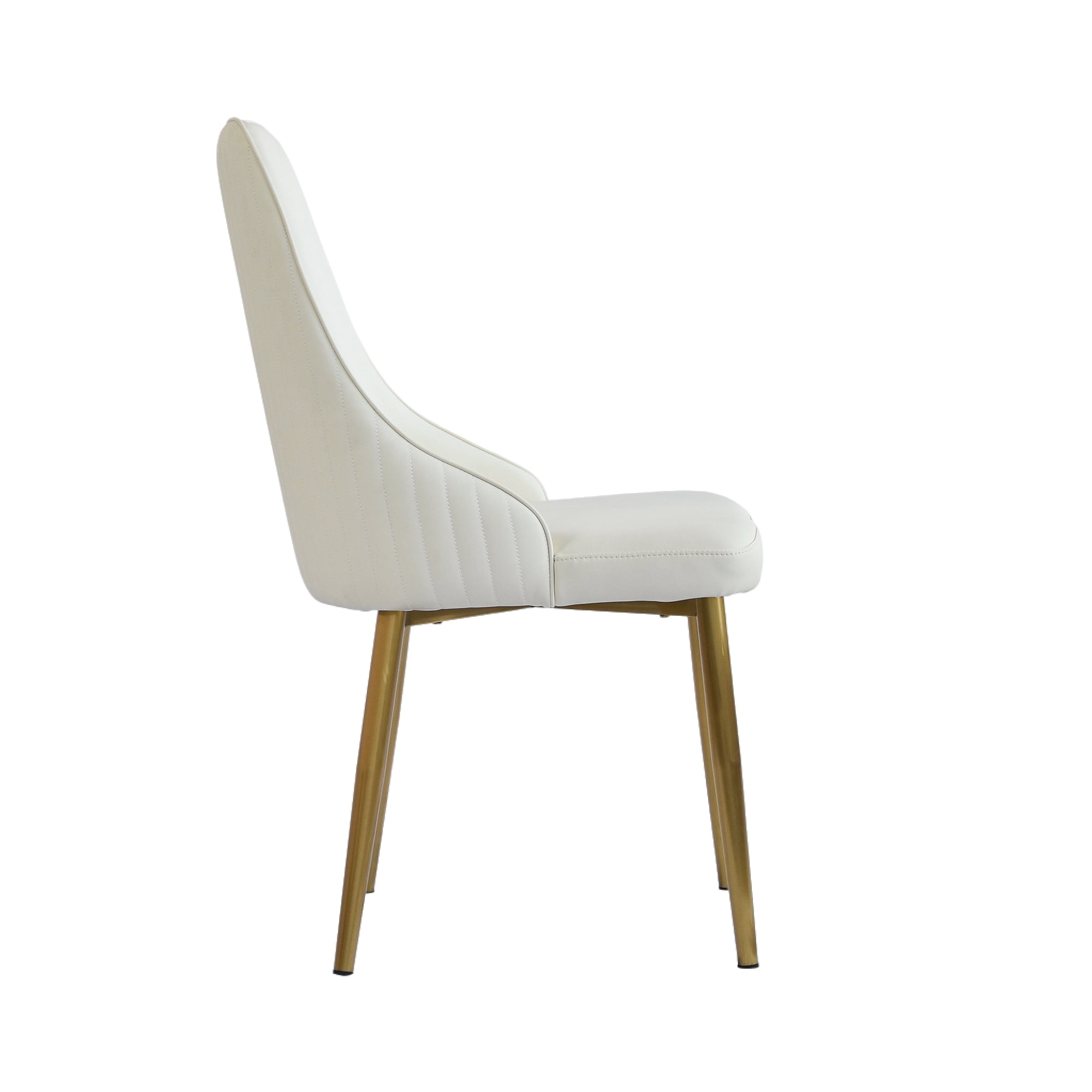 LovingAHome Upholstered Dining Chairs Set of 4, 36.6" Modern Accent Dining Chair with Gold Metal Leg,Faux Leather Dining Chairs for Dining Room/Restaurant/Living Room(Beige)