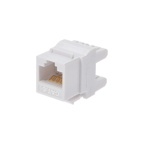 Monoprice Cat6 Punch Down Short Body 180-Degree Keystone Jack for 22-24AWG Solid Wire, White