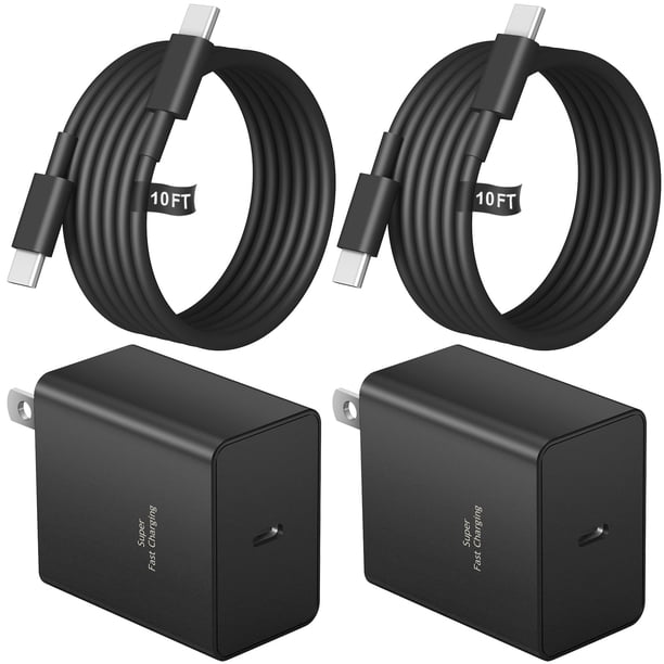 Cargador Novobit USB C de 45 W, carga rápida, 10 pies, paquete de 2 unidades, Samsung
