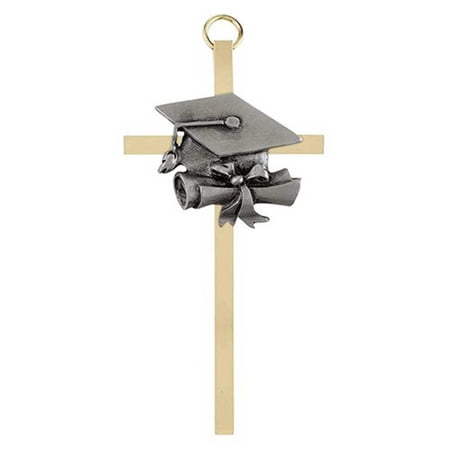 4.25 H Brass Cross with Emblem - Graduation