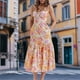 thumbnail image 1 of Vestido Midi Con Corsé Vestido casual con estampado floral Estilo boho Ropa estética sin espalda (Amarillo L) Cgtredaw para Mujer Amarillo T L, 1 of 6