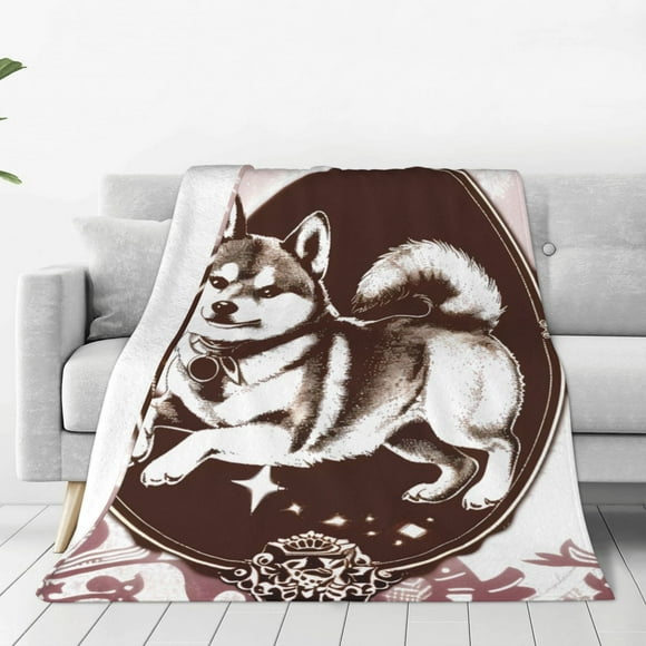 Balery Vintage Husky Dog Manta de Felpa Suave y Acogedora – Cobija de Franela Aterciopelada para Cama, Lavable y Cálida para Sofá, Mascotas, Transpirable-80"x60"