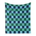 thumbnail image 1 of Navy and Teal Soft Flannel Fleece Throw Blanket, Aquatic Colored Squares with Old Fashioned Polka Dots Retro Style Maritime, Cozy Plush for Indoor and Outdoor Use, 70" x 90", Multicolor, by Ambesonne, 1 of 6