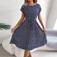 thumbnail image 1 of Robe de plage mi-longue pour femmes, grande taille, jupe midi, petite, imprimé floral, manches courtes, style décontracté, taille haute, pour l'été, 1 of 4