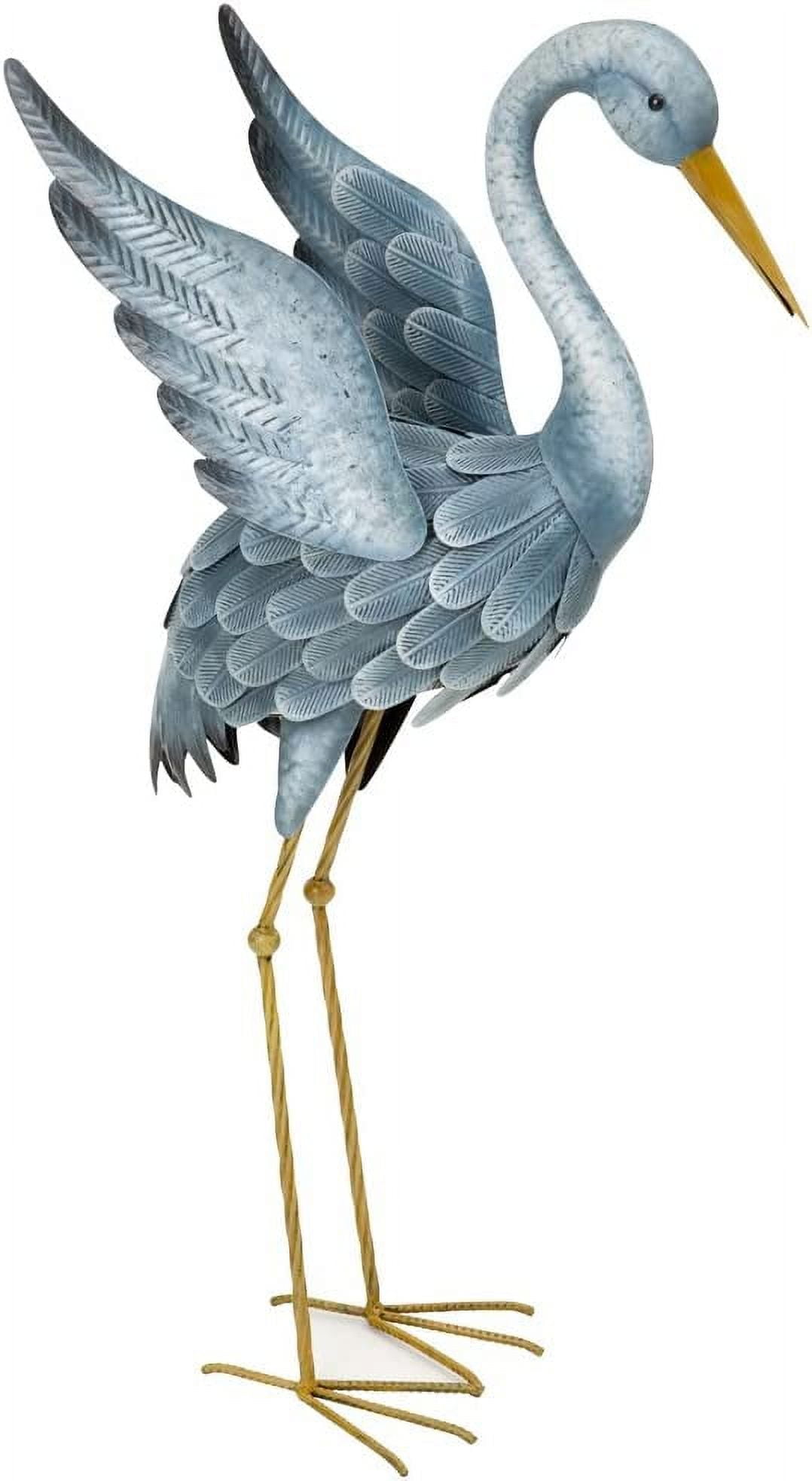 Bits and Pieces Japanese Blue Heron Metal Garden Sculpture Set Two Metal Cranes Garden Outdoor