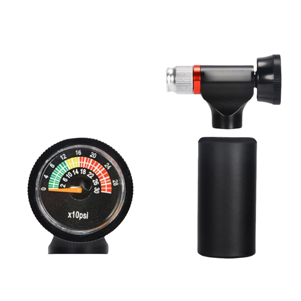 SIEYIO Portable CO2 Inflator Head Road Bike Tire Inflator CO2 Tyre Filler Air Pumps with Pressure Gauge & Insulated Sleeve
