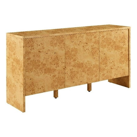Maklaine Contemporary 60" Burl Wood Laminated Sideboard in Brown