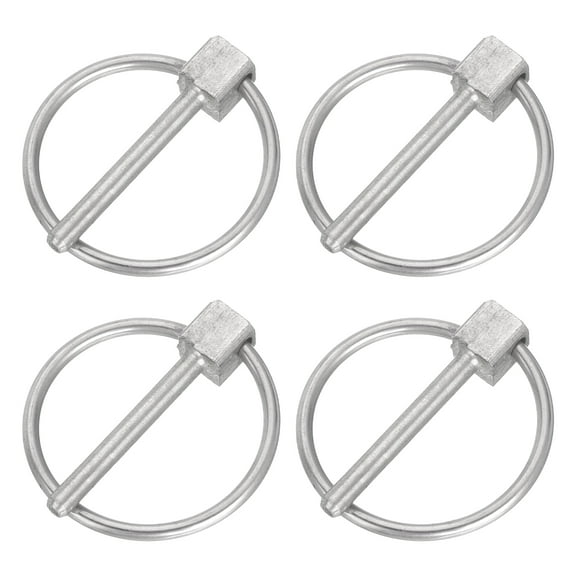 4Pack 1/8" x 1" Linch Pin with Ring, Stainless Steel Round Linch Pins, Silver