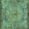 thumbnail image 1 of Ahgly Company Machine Washable Indoor Square Persian Turquoise Blue Traditional Area Rugs, 7' Square, 1 of 4