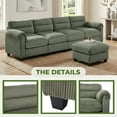 thumbnail image 5 of Bonzy Home Convertible Sectional Sofa With Ottoman, Ultra‑Comfort Seating – Configurable for Living Room & Family Room; Green, 5 of 9