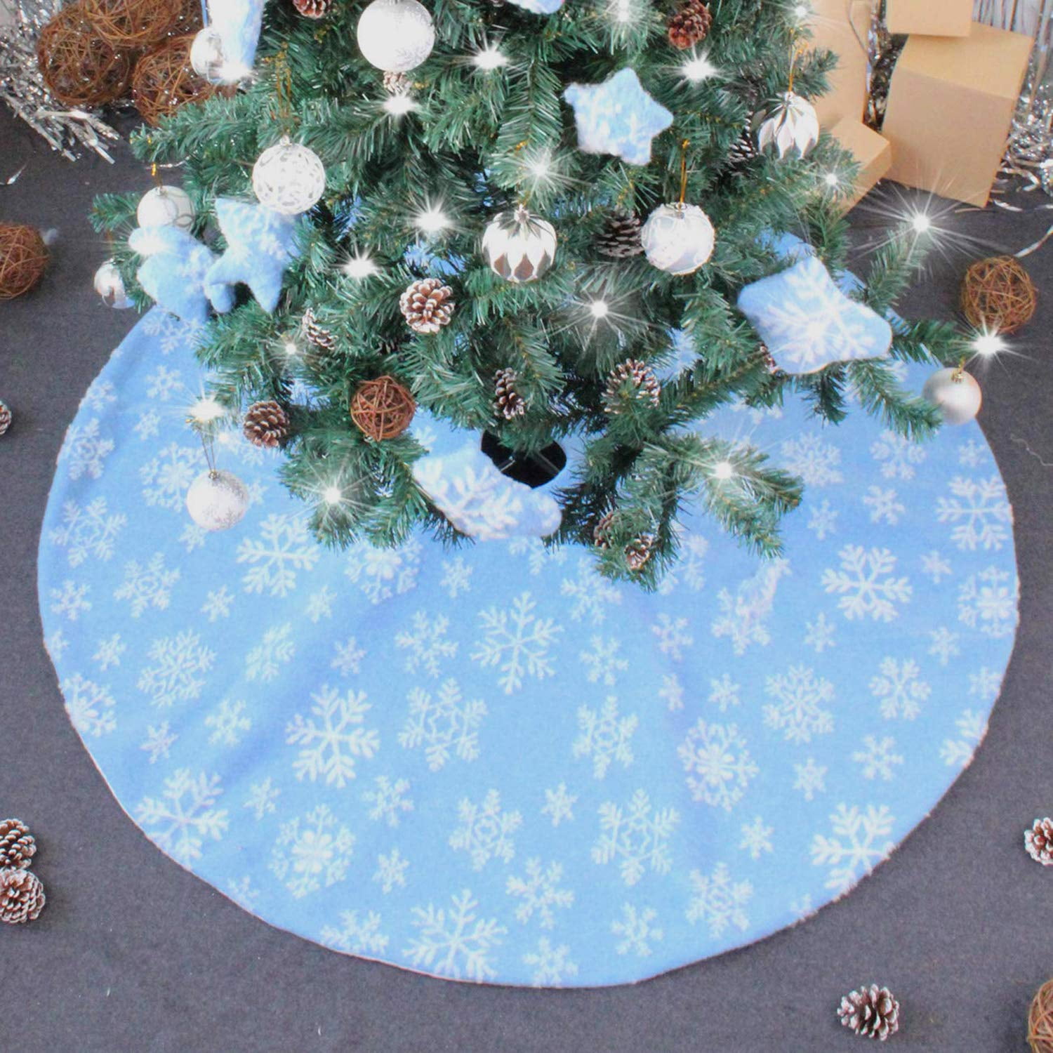 Blue plaid christmas tree skirt Clearance