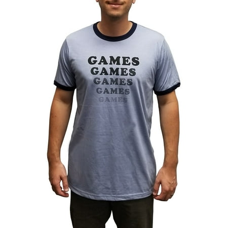 - Games Games Games T-Shirt Adventureland Movie Costume Blue Ringer James Brennan