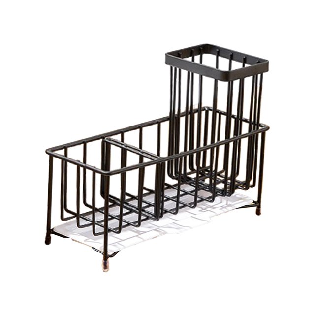 Soporte de Esponja de Acero Inoxidable perfecl Organizador para Fregadero Dispensador de Jabón Negro