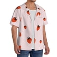 thumbnail image 2 of Rateoe Strawberry Pattern Men's Short Sleeve Classic Shirt, Casual Short-Sleeved Shirt, Lightweight Summer Shirt, Cuban Collar Shirt,Button-Front Shirt-Large, 2 of 5
