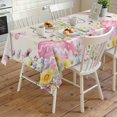 thumbnail image 4 of Happy Easter Rectangle Tablecloth, Spring Farmhouse Easter Bunny Eggs Floral Waterproof & StainResistant Tablecloth, Washable Oil-proof Table Cover for Dining/Party/Wedding/Camping/Buffet 60x120 In, 4 of 9