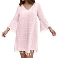 thumbnail image 1 of Vestido mini de verano de gasa con cuello en V y manga corta para mujer - Vestido informal ligero y fluido para mujer - S-XXL, 1 of 5