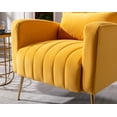 thumbnail image 4 of Guyou Velvet Accent Chair, Modern Upholstered Wingback Armchair with Metal Legs and Pillows, Comfy Single Sofa Chair Lounge Chair for Living Room Bedroom Study, Yellow, 4 of 8