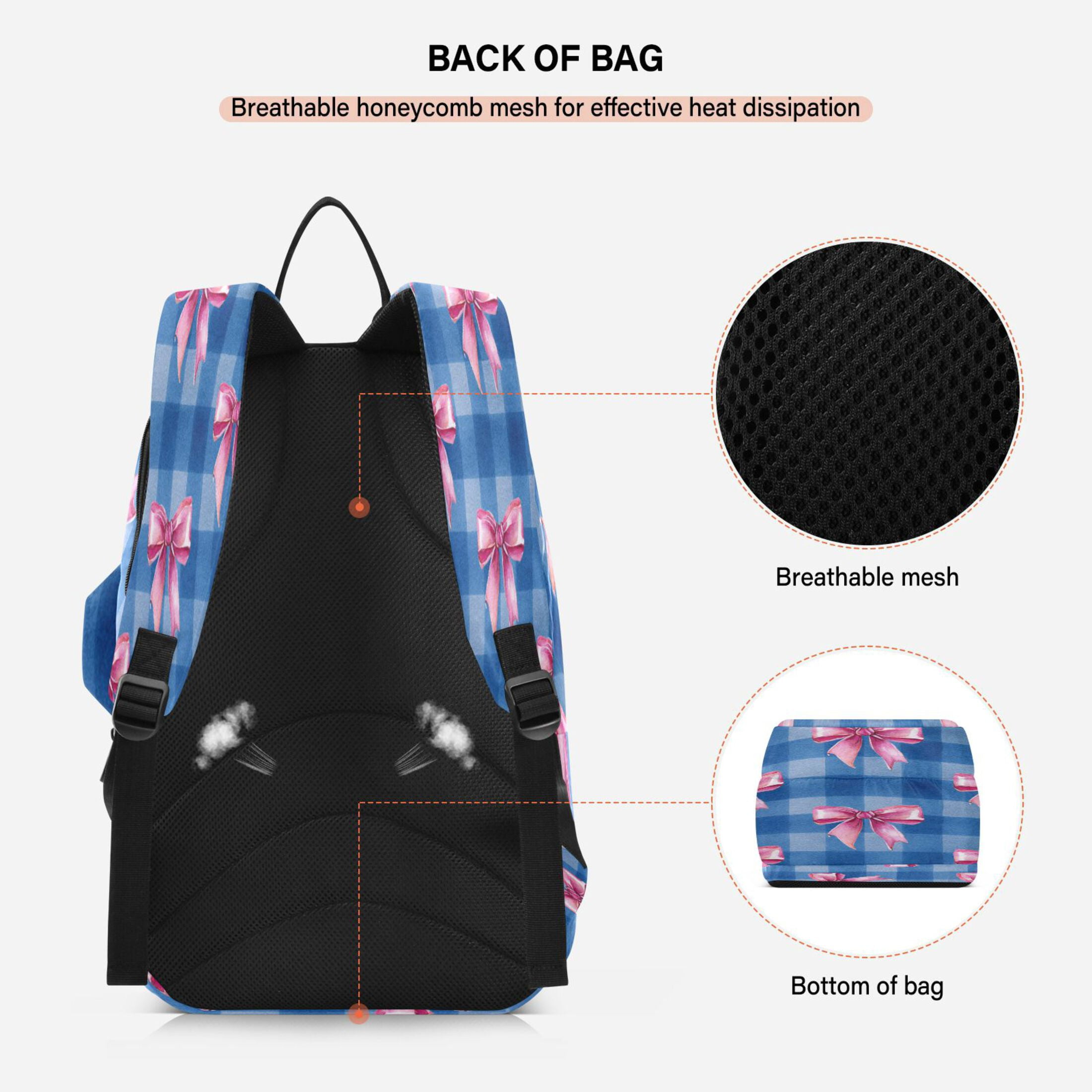 2 Racquet Holder Tennis Backpack Tennis Racket Covers Gym Bags Pink Bows