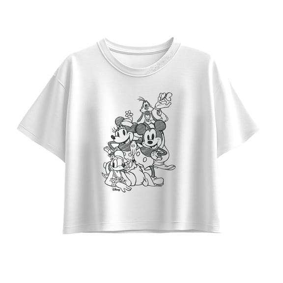 Disney - Sketchy Mickey Bffs Short Sleeve Boxy Graphic T-Shirt