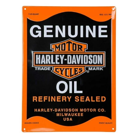 Harley-Davidson Embossed Tin Sign, Genuine Oil Can Bar & Shield, 12 x 15.75 inch, Harley Davidson