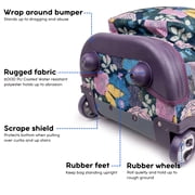 J World Girls Sunrise 18 Rolling Backpack for School and Travel, Secret Garden