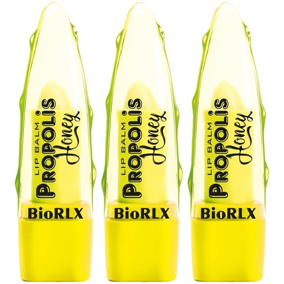 BioRLX Bálsamo labial de propóleo y miel – Cuidado de labios hidratante natural sin color para labios suaves e hidratados (hay bálsamo labial) (propóleo y miel 0.12 onzas (paquete de 3))