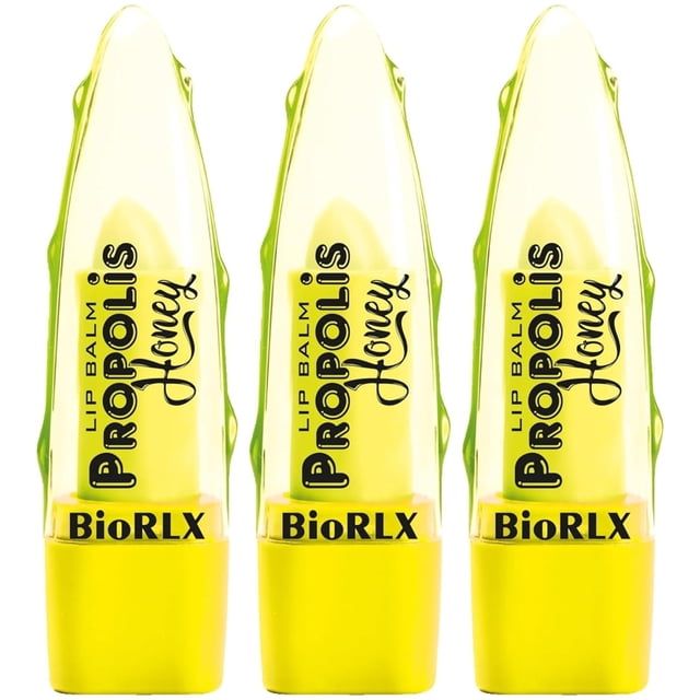 BioRLX Bálsamo labial de propóleo y miel – Cuidado de labios hidratante natural sin color para labios suaves e hidratados (hay bálsamo labial) (propóleo y miel 0.12 onzas (paquete de 3))