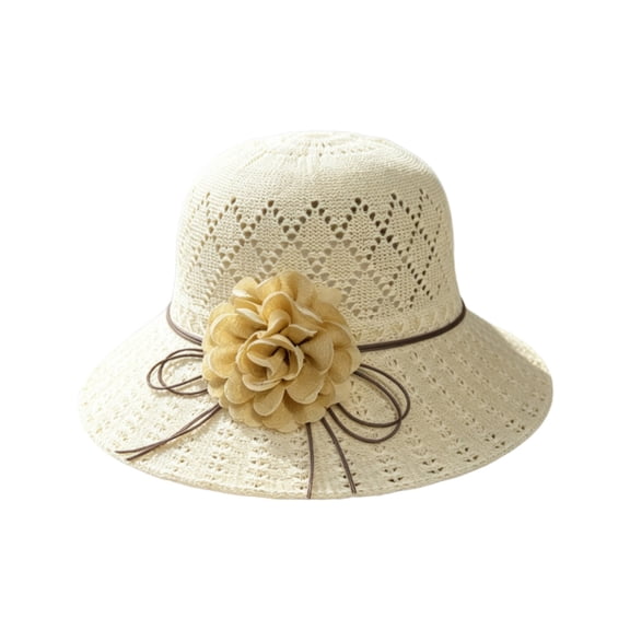 AirLoni Wide Brim Sun hat Hollow Out Woven Sunshade Hat Soft Breathable Flexible Big Brimmed Fisherman Hat Washable Vacation Travel Outdoor Hat Bucket Hat Beige,One Size