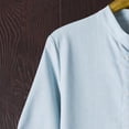 thumbnail image 4 of YLSDY Men's Linen Shirt Stand Collar Half Sleeve Button Down Tops Chinese Style Loose Fit Summer Shirts Light Blue XXL, 4 of 8
