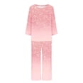 thumbnail image 5 of pimelu Pajamas Sets for Women Womens 2 Pieces Sets Trendy Gradient Print Lounge Sets Homewear Outfits Long Sleeve Top and Capris Pants Loungewear Sets, 5 of 5