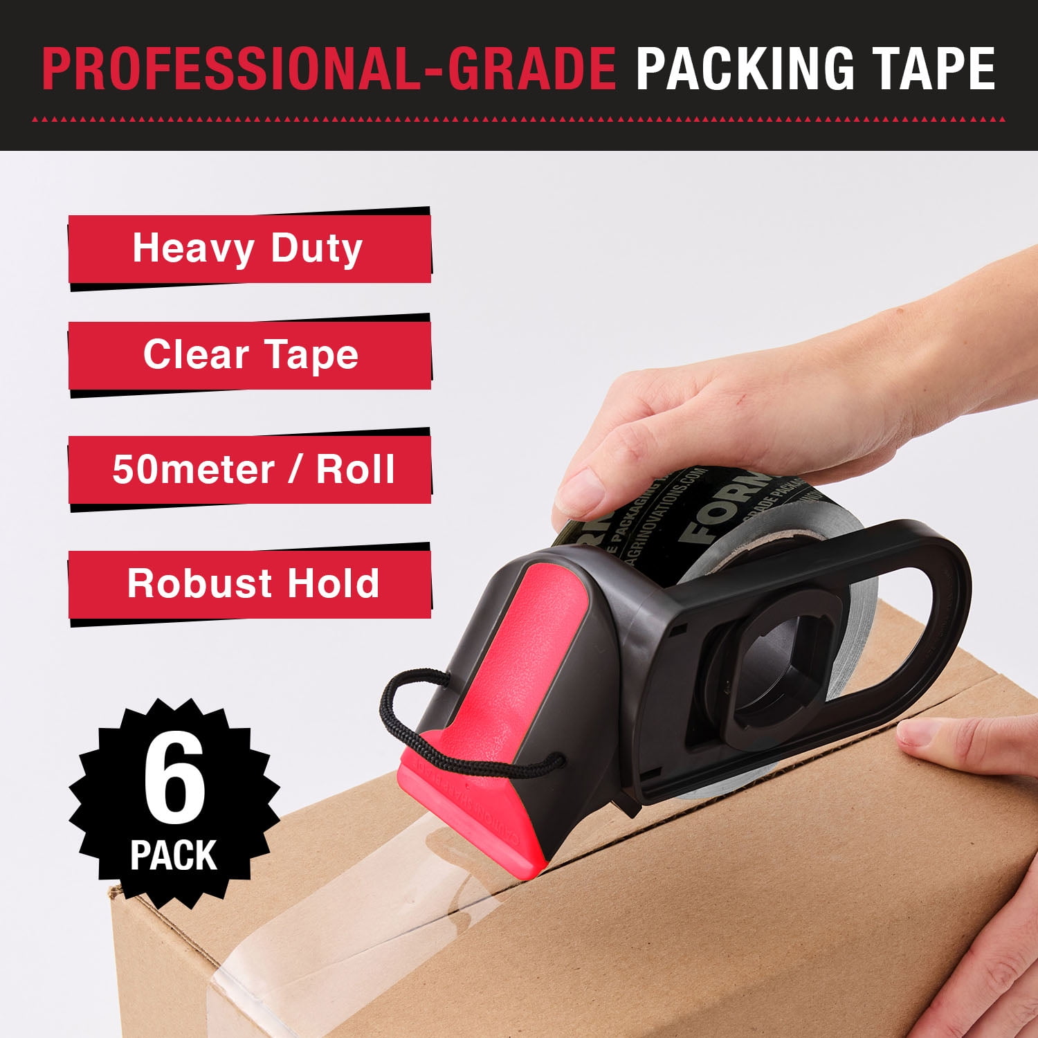 Tape Terror Pro-Grade Heavy Duty Adhesive Packing Tape 6 Pack (1.89" x 54.68 yds) per Roll
