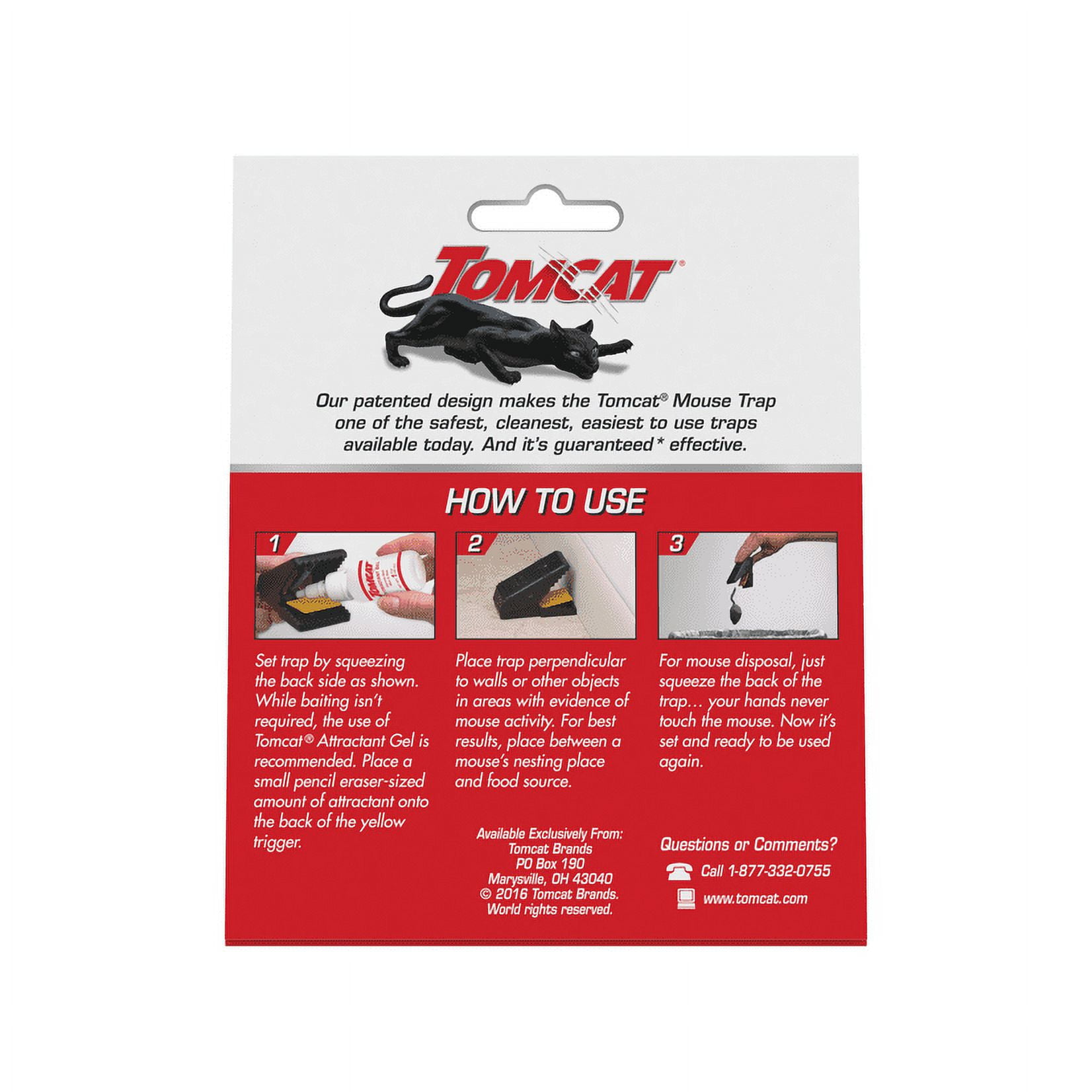 Tomcat Mouse Snap Traps, Contains 2 Traps, No-Touch Disposal, Easy to Set 